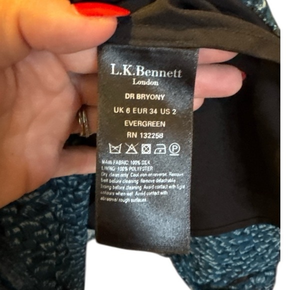L.K. Bennett London Bryony Silk Dress in Evergreen Sz 2 Elegant Chic Ruffle - Picture 7 of 7